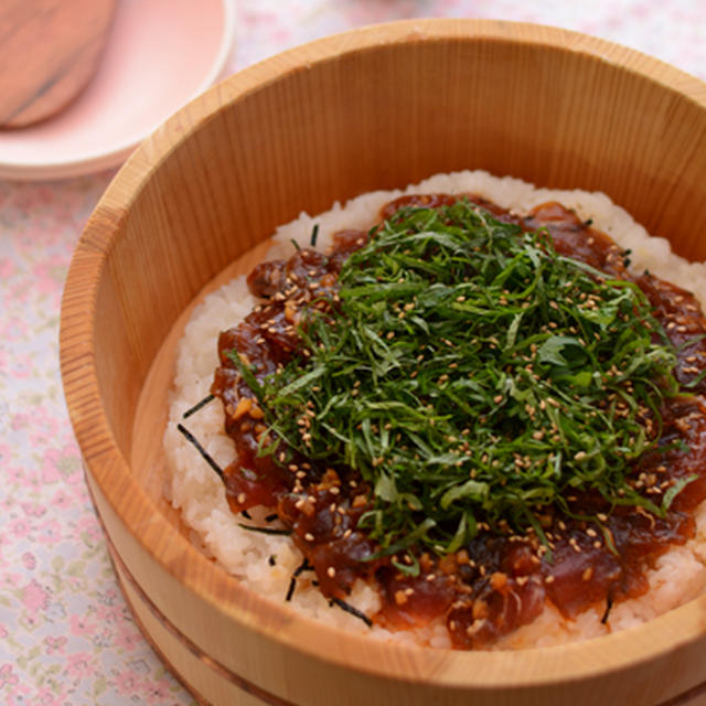 粗切りしょうがのかつお手ごね寿司。*スパイスブログ　とカレーを仕込む。