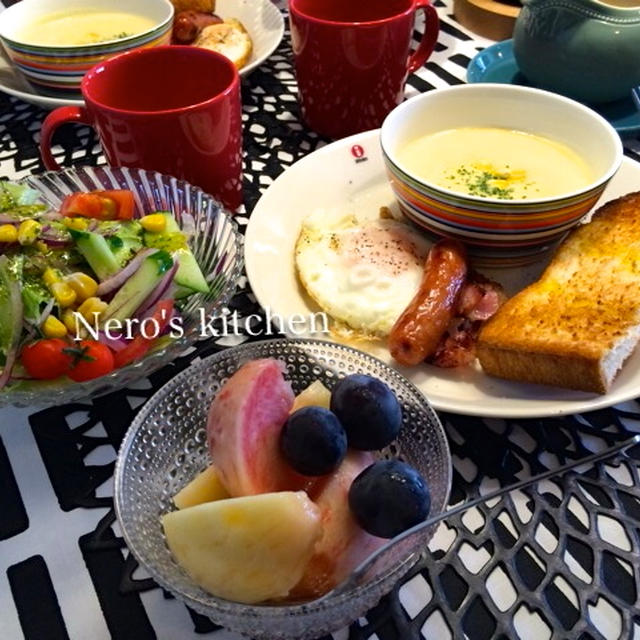 フレッシュコーンのポタージュで夏休みブランチ♪イッタラティーマ・ワンプレート☆