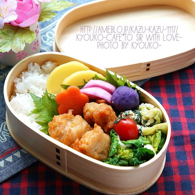 カフェ弁☆からあげ弁当とさんまの蒲焼き弁当