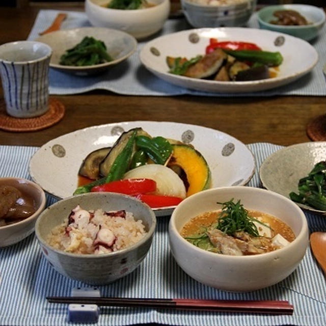 野菜がメインの和食晩ごはん。