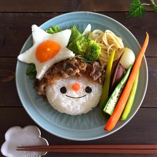 野菜たち＊牛丼乗っけた女の子デコごはん