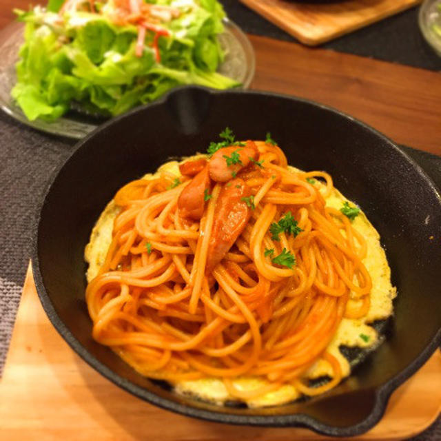 得意料理♡鉄板ナポリタン＆美味なシーザーサラダドレ♡