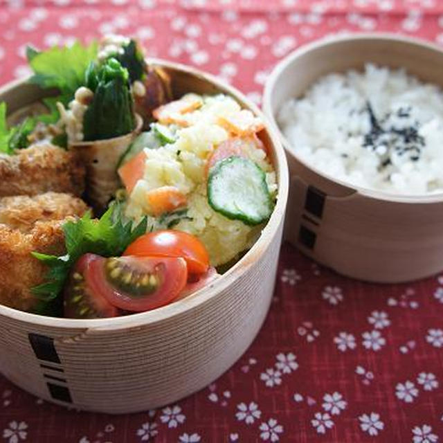 お弁当×ニラとえのきのベーコン巻き