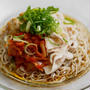 納豆豚キムチ冷やし蕎麦のレシピ
