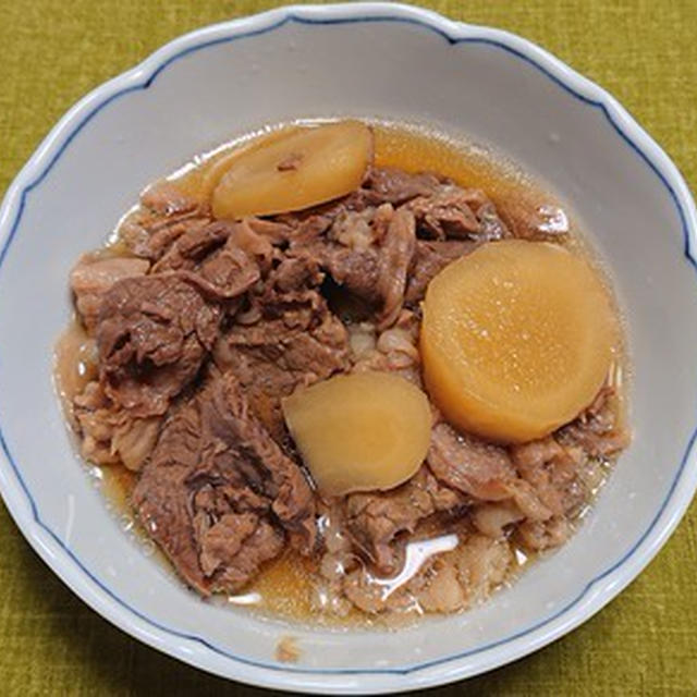 圧力鍋で、牛すじ肉と新生姜の甘辛煮