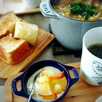 ココットde Gohanでミネストローネ風スープの朝ごはん♪