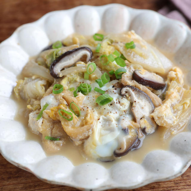 味付けはめんつゆ一本で！たっぷり白菜のたまごとじ