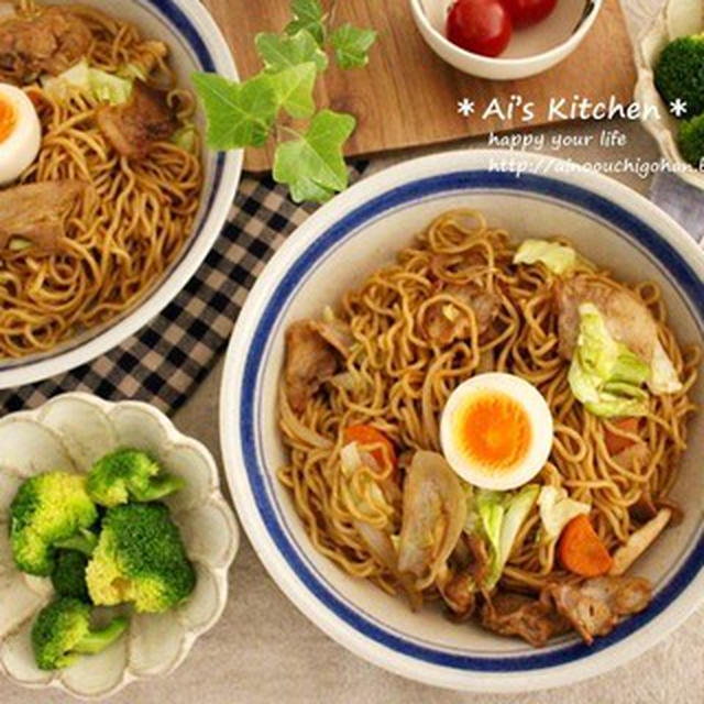 常備菜を無理矢理なくす日は＊わが家定番くっつかない焼きそばな日の献立＊