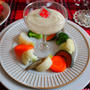 蒸し野菜のリース　豆腐クリーム　　和のクリスマスメニュー♪