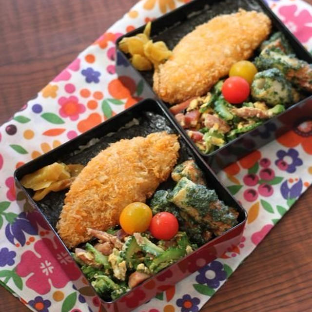 ｺﾞｰﾔｰﾁｬﾝﾌﾟﾙｰのり弁 ✿ ｱﾎﾞｶﾄﾞまぐろ丼♪
