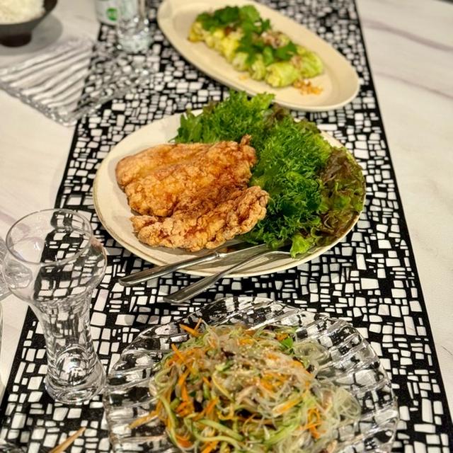 ダージーパイとエビ巻きキャベツロールと春雨サラダの夜ごはん