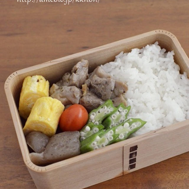 【鶏と蓮根の炒り煮弁当、と早起き】
