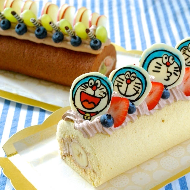 バースデーケーキ注文品 ドラえもんキャラロールケーキ By ザッキー さん レシピブログ 料理ブログのレシピ満載