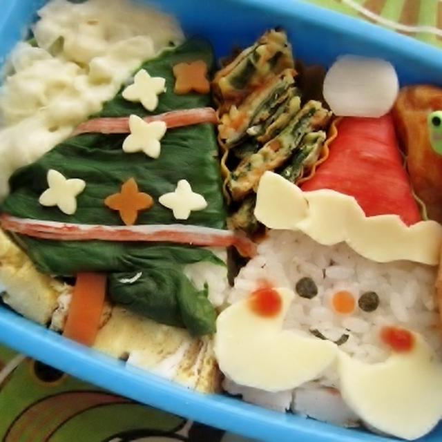 ツリーとサンタさん弁当（キャラ弁）（幼稚園）と掲載のお知らせ