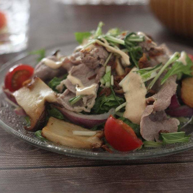【スパイスアンバサダー】焼きエリンギと牛しゃぶ肉のお食事サラダ