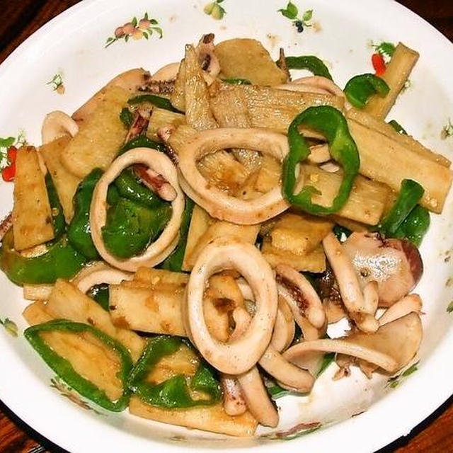 イカと長芋のオイスターソース…ナンプラー炒め＆大根としめじと豆腐の中華スープ