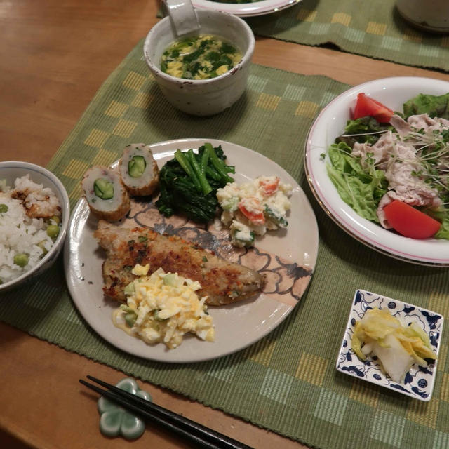 白身魚のムニエル＆豚しゃぶサラダの晩ご飯　と　春蘭の花♪