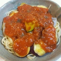 秋野菜のミートソーススパゲティ
