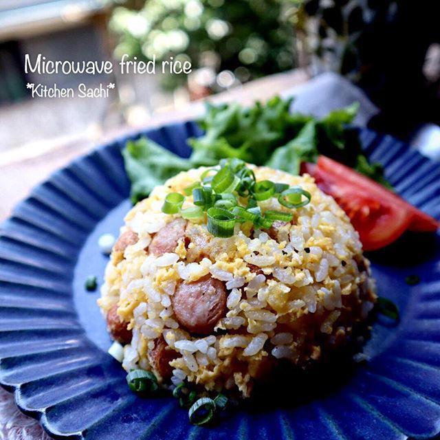 レンジで簡単！ウインナーと玉子の炒飯♡【#簡単レシピ#ごはん】
