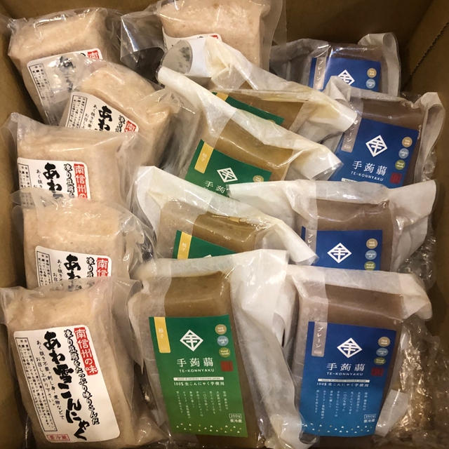訳あり・コロナ支援　こんにゃく　ポタジェやすおか　高野豆腐入りのあわ雪こんにゃくにハマりました