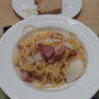 やっと完食♥メープルハム♪でBvividちゃんの白菜パスタ(^^♪