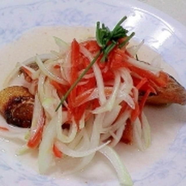 健康法師の　手間なし！焼き鮭の南蛮漬け