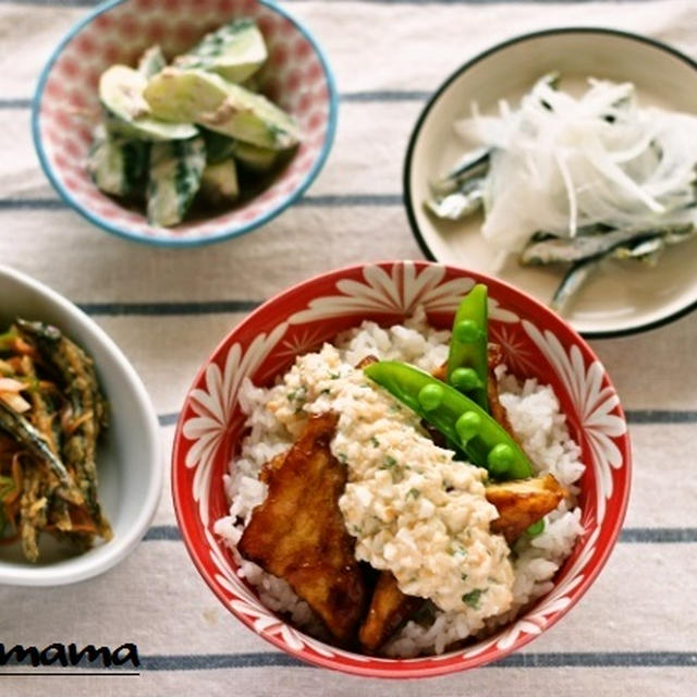 厚揚げの照り焼きタルタルソース丼