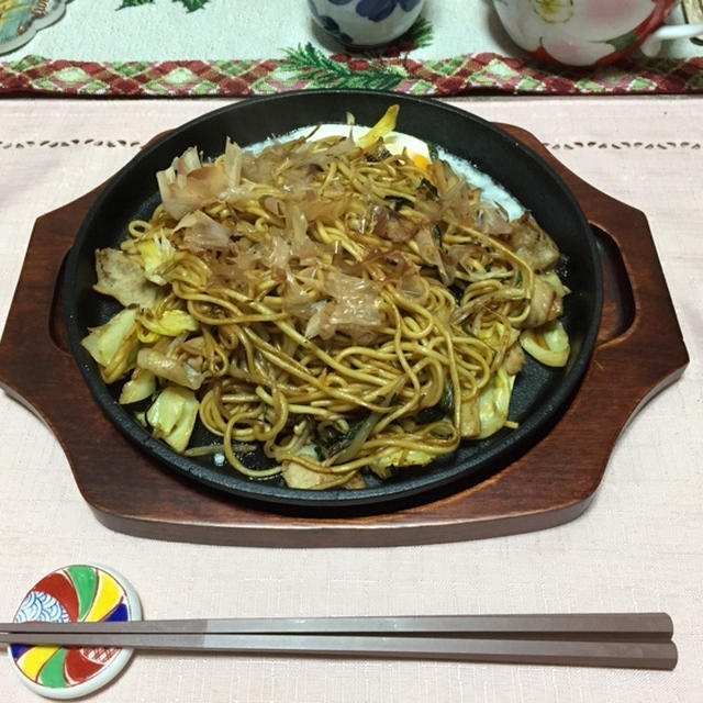 ミニ鉄板で焼きそば