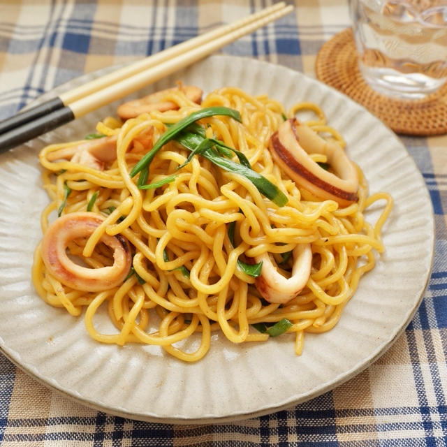 冷凍イカで上海風焼きそば-簡単✻時短✻節約