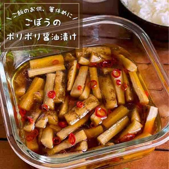 チンして放ったらかすだけ！ご飯がすすむ「ごぼうのポリポリ醤油漬け」簡単副菜/作り置きレシピ