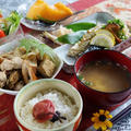 日本の朝ご飯【焼き鯖と煮物の定食】一人朝ご飯です♪