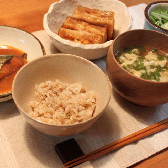 ゆうごはん**高野豆腐の揚げ煮＆さばの味噌煮**