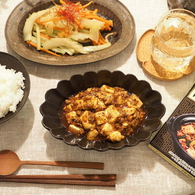 「陳麻婆豆腐」の素でだんなさまが作ってくれた麻婆豆腐の夜ごはんと、お膝ひめちゃん
