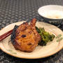 和風マリネのポークチョップをオーブンで焼いて白飯で食べる
