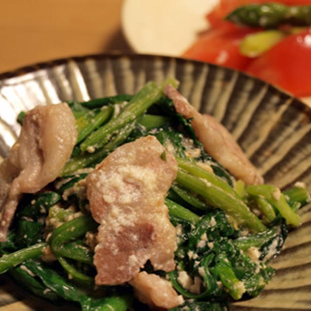 ほうれん草の塩麹豆腐炒め