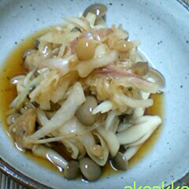 大根としめじとミョウガのなめ茸和え
