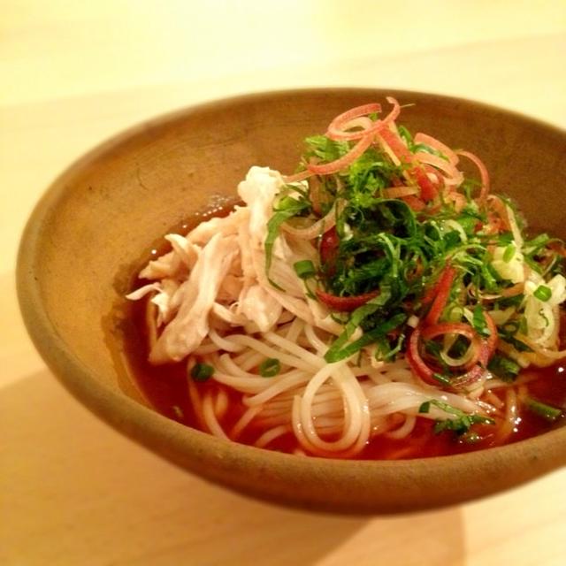 トマトジュースの麺つゆ割、トマトそうめん