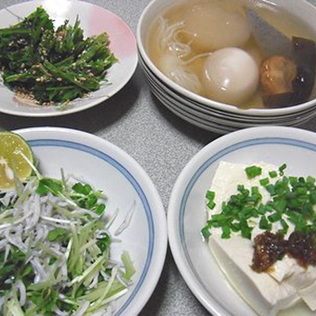 ボツの晩ご飯の写真２枚。疲れたきなこ