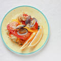 日本食研「洋食作り＜洋風魚介スープの素＞」の素でシンプルパエリア。
