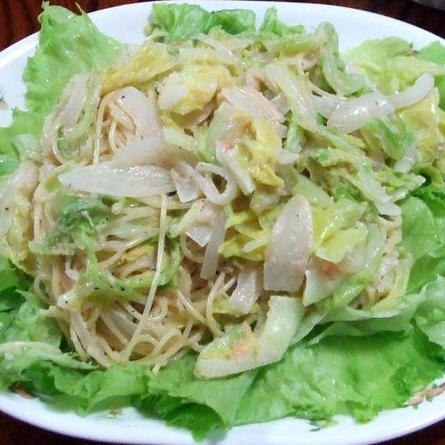 奥園流簡単春キャベツの明太子スパ＆蓮根の甘辛揚げ