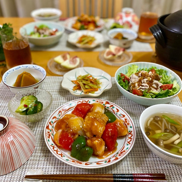酢鶏と豚しゃぶサラダ♪