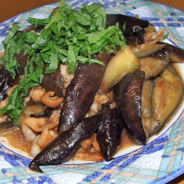 豚肉と茄子の梅しそ炒め＆ゴーヤとカニカマの卵焼き