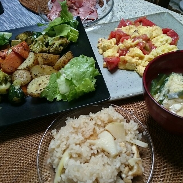 淡竹の炊き込みご飯 ローストベジタブル