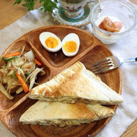 コーヒにあう朝食♬バナナチーズホットサンド