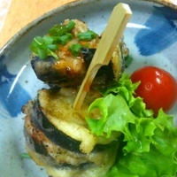 モニター焼肉のたれで茄子の挟み揚げ