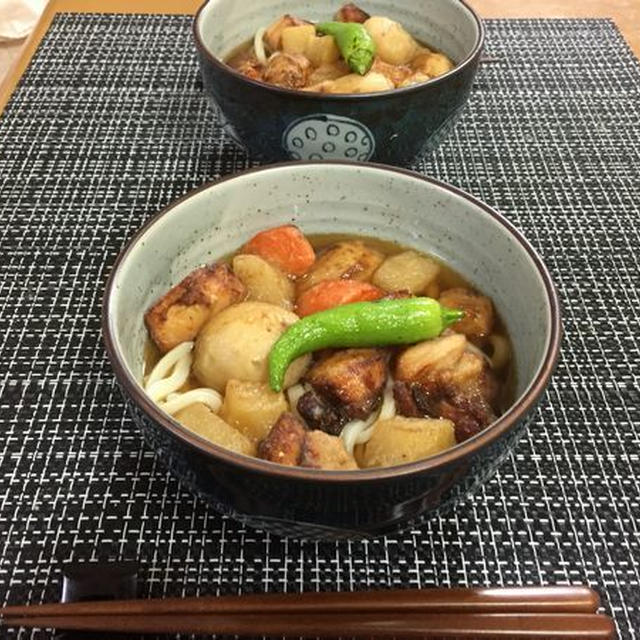 鶏と野菜の揚げ出しうどん♪