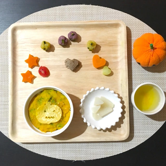 【離乳食完了期】ハロウィンプレート♡ブロッコリーのかぼちゃクリームドリア