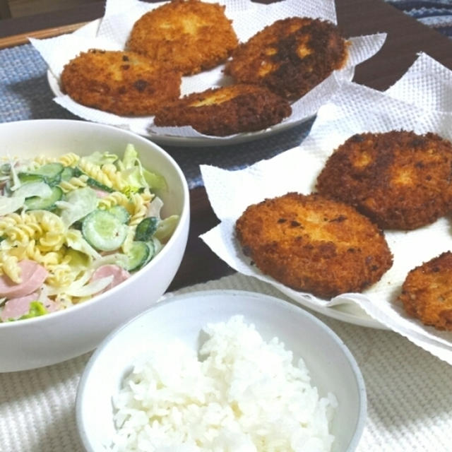 れんこんの鶏はさみフライ＆マカロニサラダ