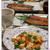 厚揚げと長いものコロコロ中華炒め　と　さんまのみりん干し