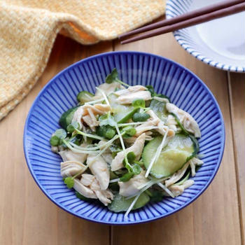 レンジで簡単一品◎きゅうりとささみの中華蒸し